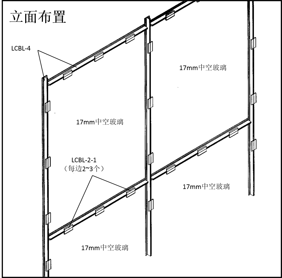 Double layer glass covering system for side wall